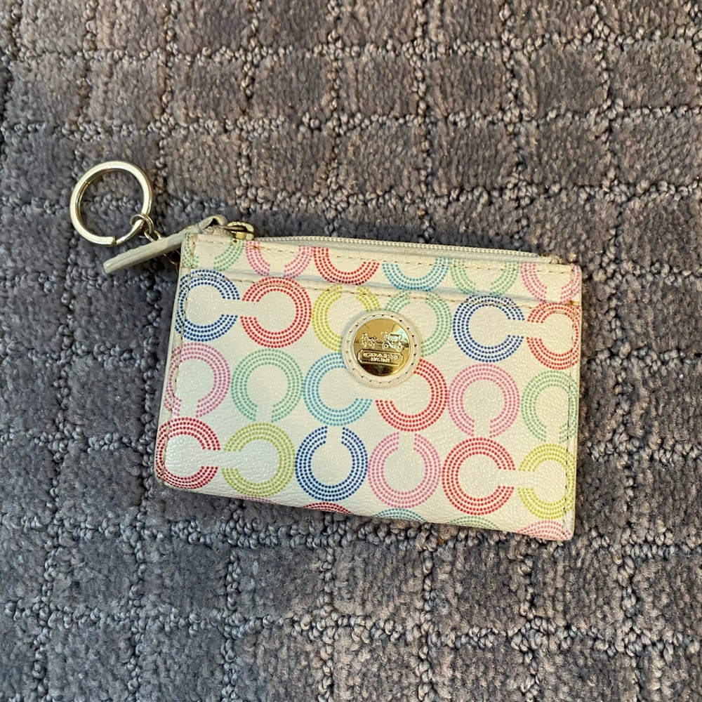 Authentic multicolor coach credit card wallet keyfob
